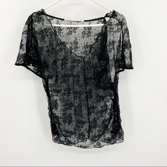 Twelfth Street by Cynthia Vincent Black Sheer Blouse Small - Picture 1 of 9